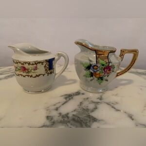 Vintage Made In Japan Fine Porcelain Bone China Creamers Floral & Gold
